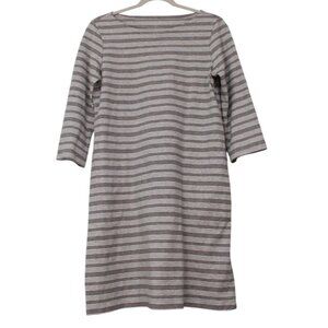Garnet Hill Dress Size 6 Gray Organic Pima Cotton Striped Preppy Sustainable